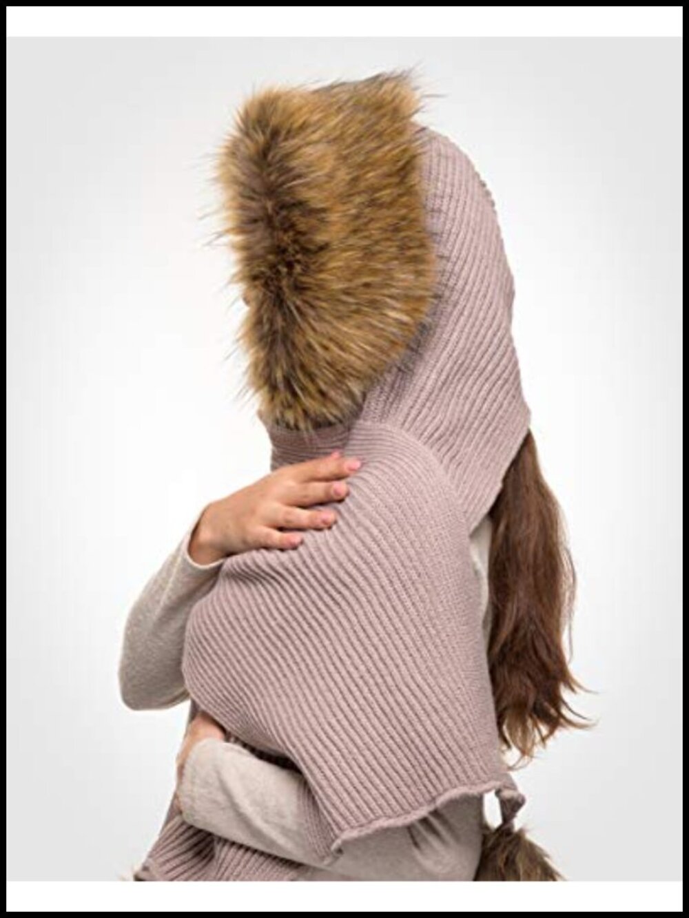 Classic Hooded Scarf Faux Fur Women Cowl Scoodie Winter - Picture 3 of 5